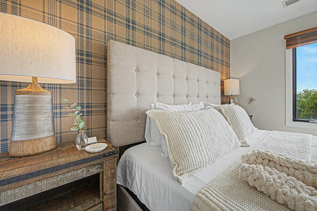 Second-floor king bedroom, made up for arrival
